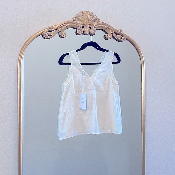 Johnny Was Calme Drape Tank Top Double V Neck Sleeveless 100% Cotton Size M - Picture 5 of 7